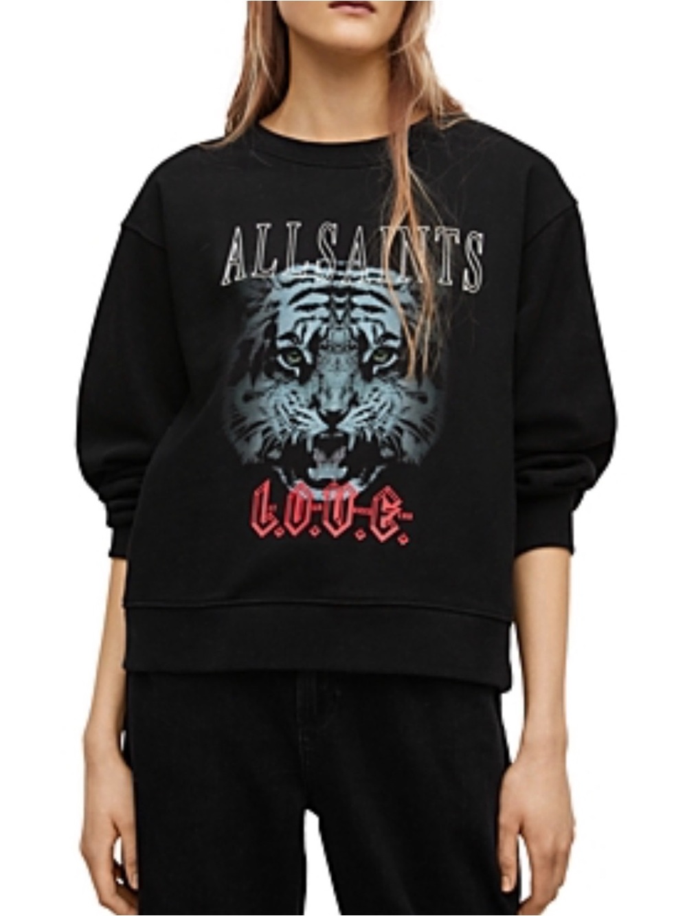 ALLSAINTS Black Clavo Demi Branded Tiger-print Sweatshirt